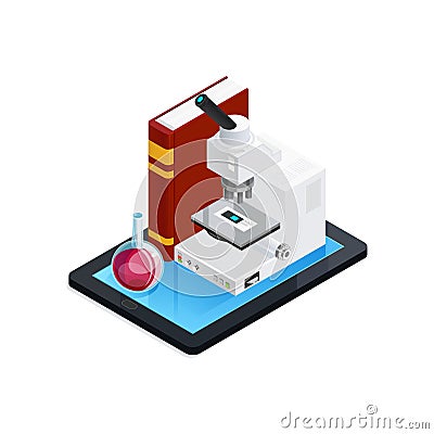 Online Science Isometric Composition Vector Illustration