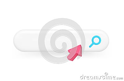 Online search internet browser address navigation bar arrow click cursor 3d icon realistic vector Vector Illustration