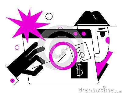 Online security and fraud - colorful flat design style illustration Vector Illustration