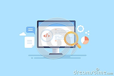 Online SEO optimization - web development coding for onsite SEO concept. Stock Photo