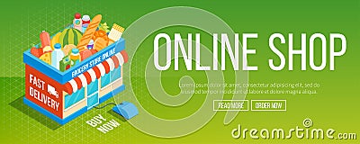 Online shop banner Cartoon Illustration