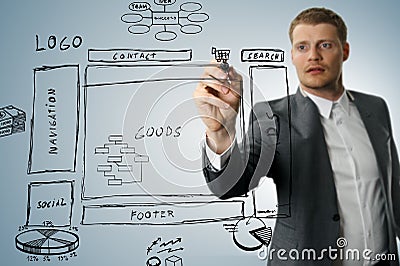 Online shop development wireframe sketch Stock Photo