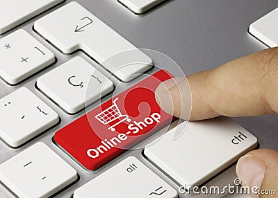 Online-Shop - Inscription on Red Keyboard Key Stock Photo