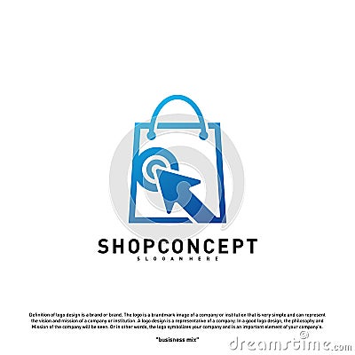 Online Shop Logo Design Concept. Online Shopping center Logo Vector. Online Store and gifts symbol Vector Illustration