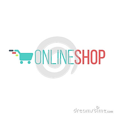 Online Shop Logo for internet store. Shopping cart Vector Illustration