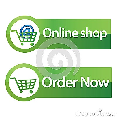 Online shop and order now button Vector Illustration