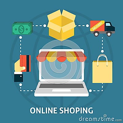 Online shoping concept Vector Illustration