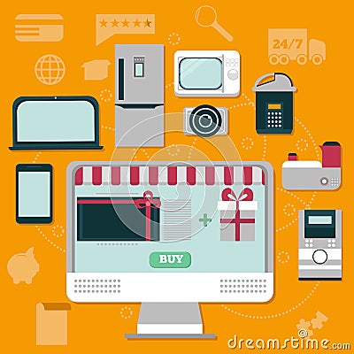 Online shoping home technical devices Vector Illustration