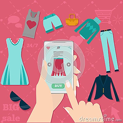 Online shoping wear Vector Illustration