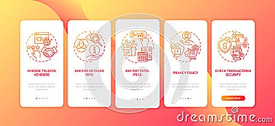 Online shopping advices onboarding mobile app page screen with concepts Vector Illustration