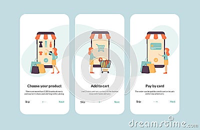 Onboarding shopping, banner, app templates Vector Illustration