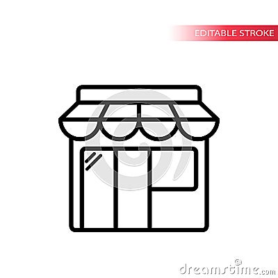 Online shopping black outline icon. Thin line market place icon. Vector Illustration