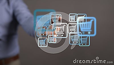 A Online shopping business concept selecting shopping cart Stock Photo