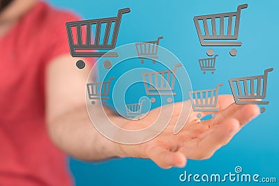 A Online shopping business concept selecting shopping cart Stock Photo