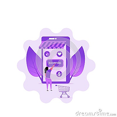 Online Shopping concept with character. Flat characters illustration Cartoon Illustration