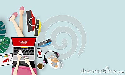 Online shopping concept Vector Illustration