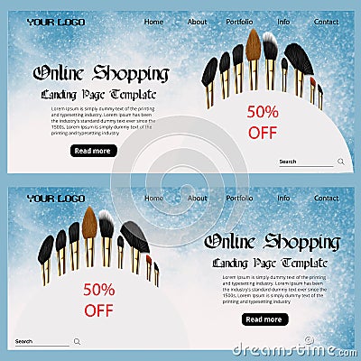 Online shopping cosmetic web banner Vector Illustration