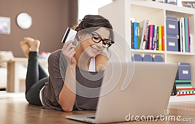 Online shopping by credit card Stock Photo