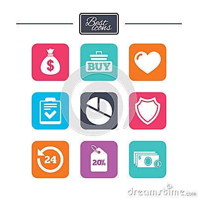 Online shopping, e-commerce and business icons. Vector Illustration