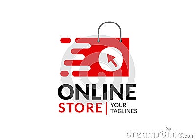 Online shopping or E-commerce logo vector Vector Illustration