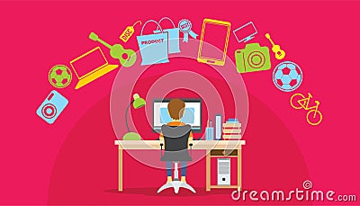 Online shopping eCommerce from home Vector Illustration