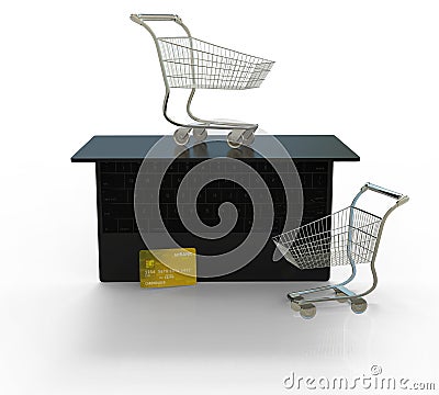 Online shopping. electronic commerce 3d illustration Cartoon Illustration