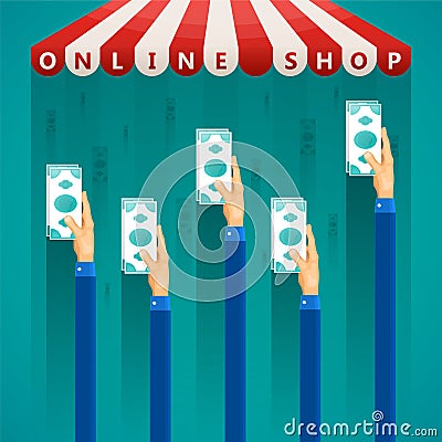 Online shopping financial trend vector infographics in flat style Vector Illustration