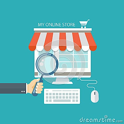 Online shopping flat illustration Vector Illustration