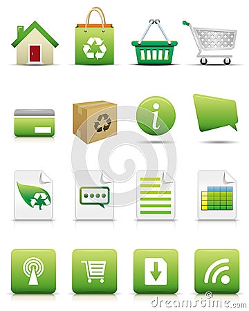 Online Shopping Icon Set - Natural Concep Vector Illustration