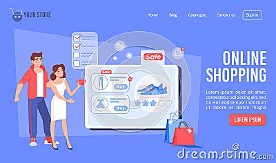 Online shopping in internet store landing page Stock Photo