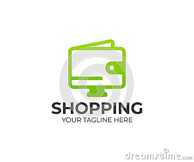 Online shopping logo template. Electronic commerce vector design Vector Illustration