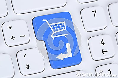 Online shopping order e-commerce internet shop concept Stock Photo