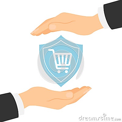 Online shopping protection. Vector Illustration