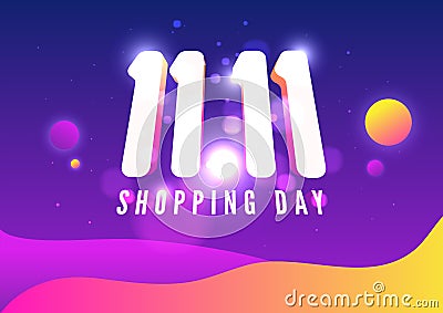 11.11 Online Shopping sale poster or flyer design. Singles day sale banner. Global shopping world day. Vector Illustration