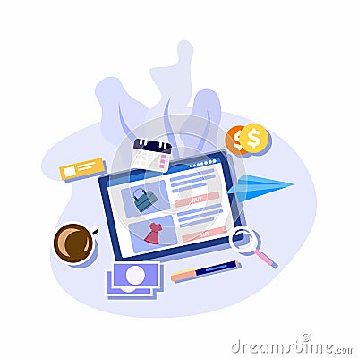 Online shopping transactions with laptops vector Stock Photo