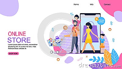 Online Store Advertising Landing Page Template Vector Illustration