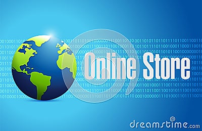 online store binary globe sign concept Stock Photo