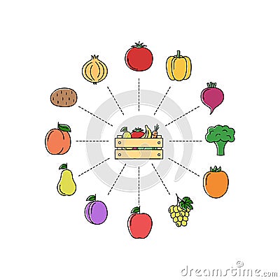 Online store with fruits and vegetables. Shopping concept, vector illustration Vector Illustration