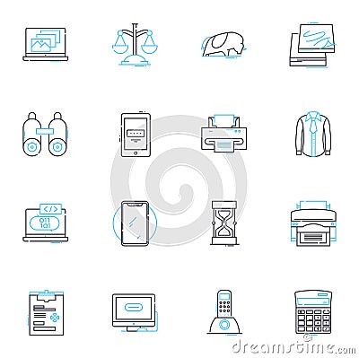 Online store linear icons set. E-commerce, Shopping, Consumerism, Website, Sales, Browsing, Purchase line vector and Vector Illustration