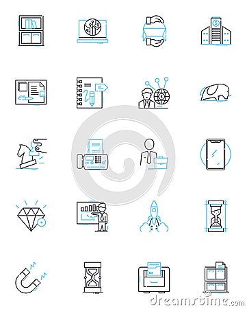 Online store linear icons set. E-commerce, Shopping, Consumerism, Website, Sales, Browsing, Purchase line vector and Vector Illustration