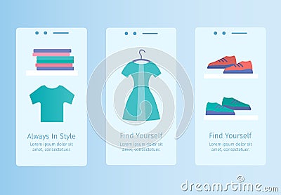 Online store mobile app templates Vector Illustration