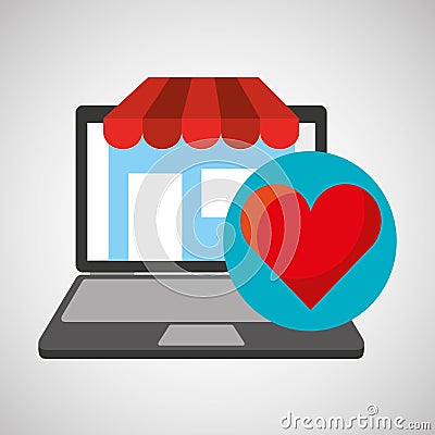 Online store shopping heart love graphic Vector Illustration