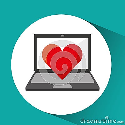 Online store shopping heart love graphic Vector Illustration