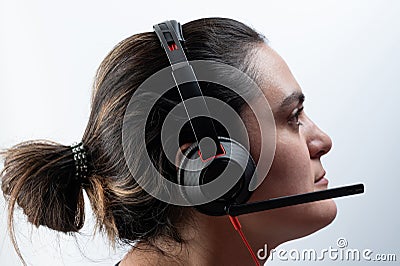 Online support woman operator Stock Photo