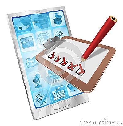 Online survey phone app clipboard concept Vector Illustration