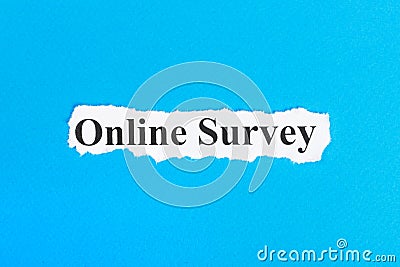 online Survey text on paper. Word online Survey on torn paper. Concept Image Stock Photo
