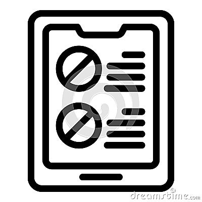 Online tablet pill icon outline vector. Aid clinic description Vector Illustration