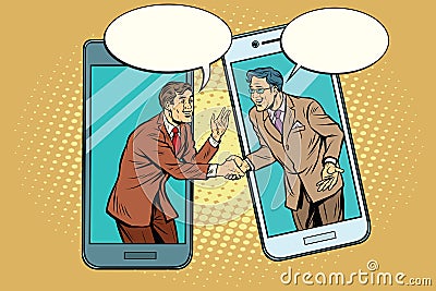 Online the talks of the two businessmen Vector Illustration