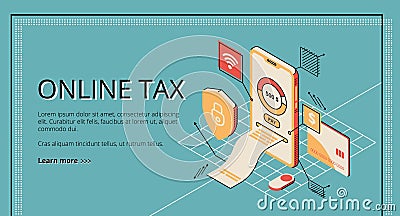 Online tax payment by credit card from smartphone Vector Illustration