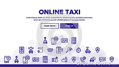 Online Taxi Landing Header Vector Vector Illustration